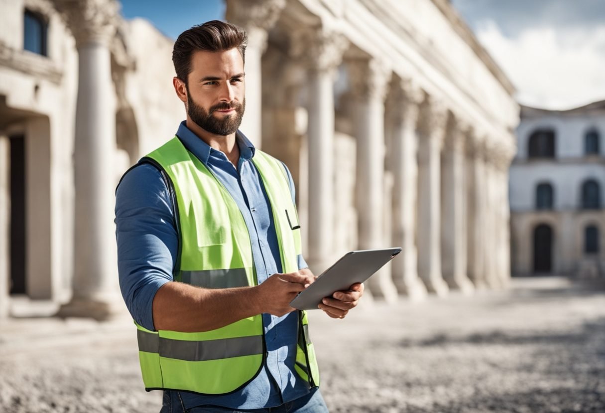 Imagen de un profesional de Arquitectura Técnica realizando actividades propias de los estudios realizados