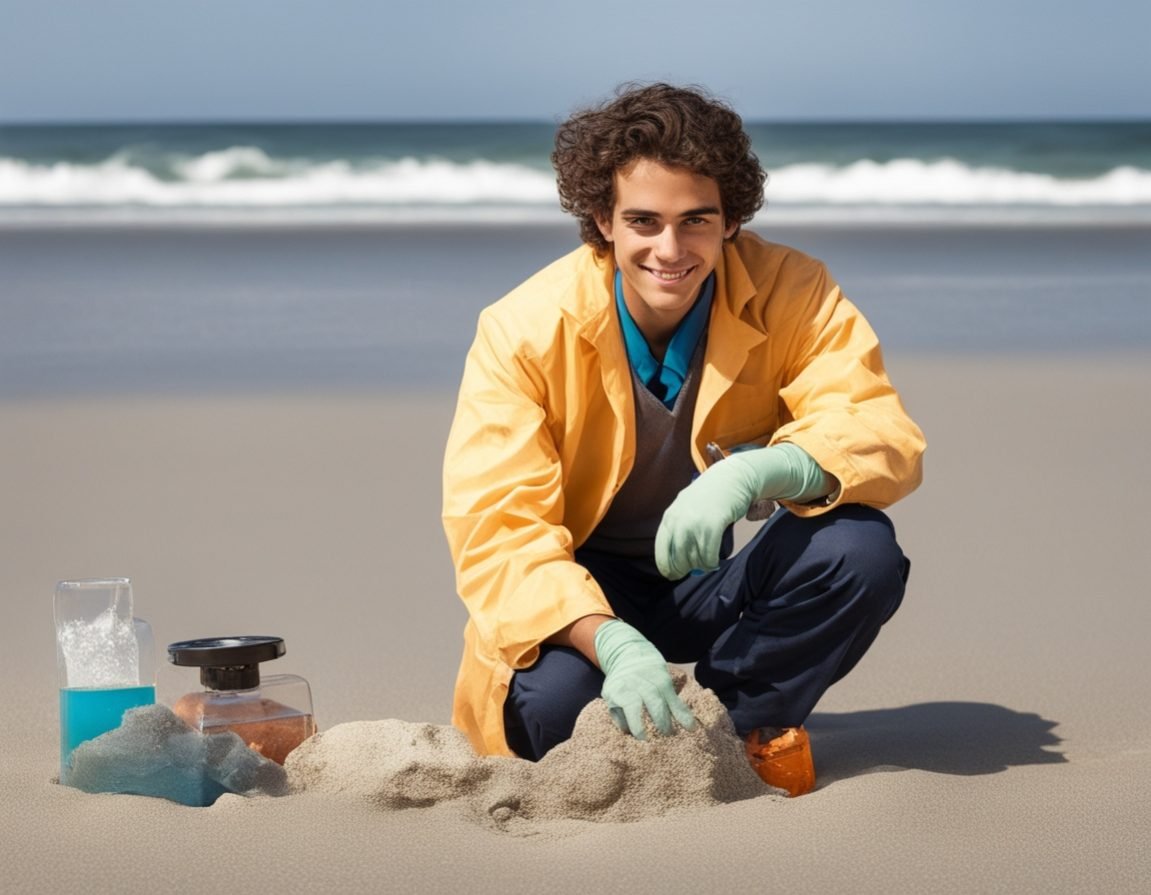 Imagen de un profesional de Ciencias del Mar realizando actividades propias de los estudios realizados