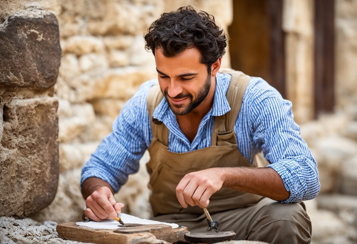 Imagen de un profesional de Conservación y Restauración de Bienes Culturales realizando actividades propias de los estudios realizados