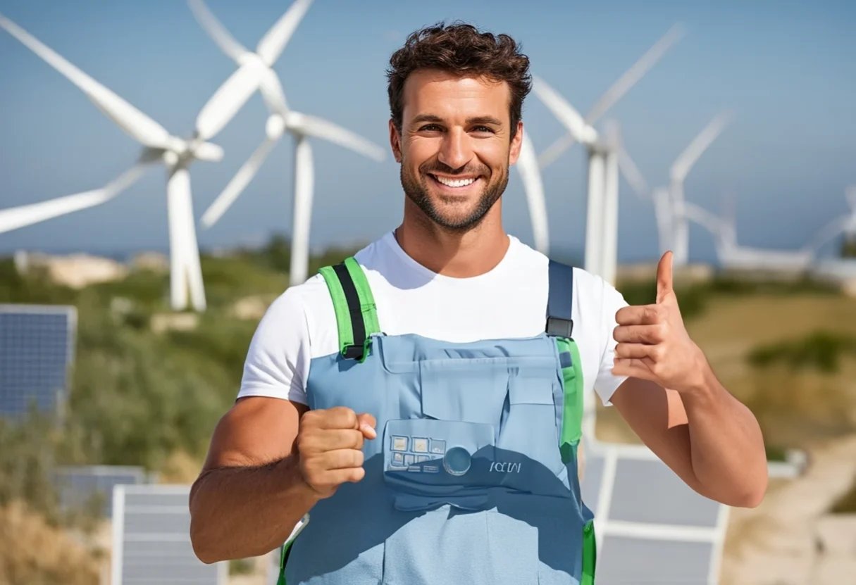 Imagen de un profesional de Ingeniería de Energías Renovables realizando actividades propias de los estudios realizados