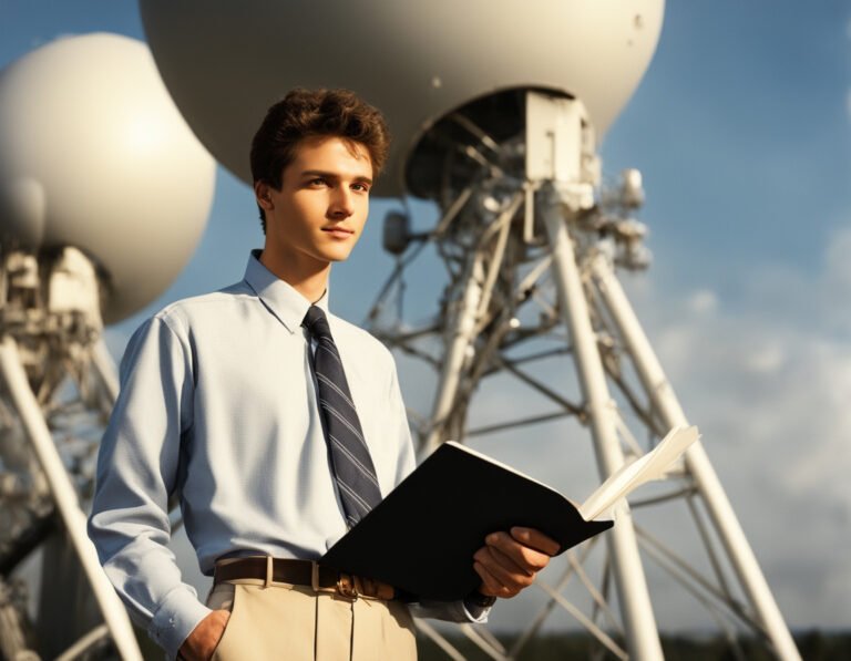 Imagen de un profesional de Ingeniería de Telecomunicaciones realizando actividades propias de los estudios realizados