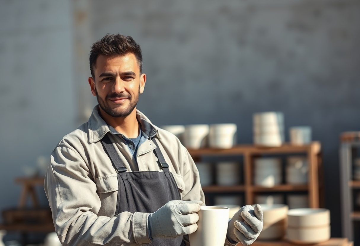 Imagen de un profesional de Técnico en Fabricación de Productos Cerámicos realizando actividades propias de los estudios realizados